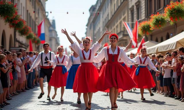 Traditional folk festival parade